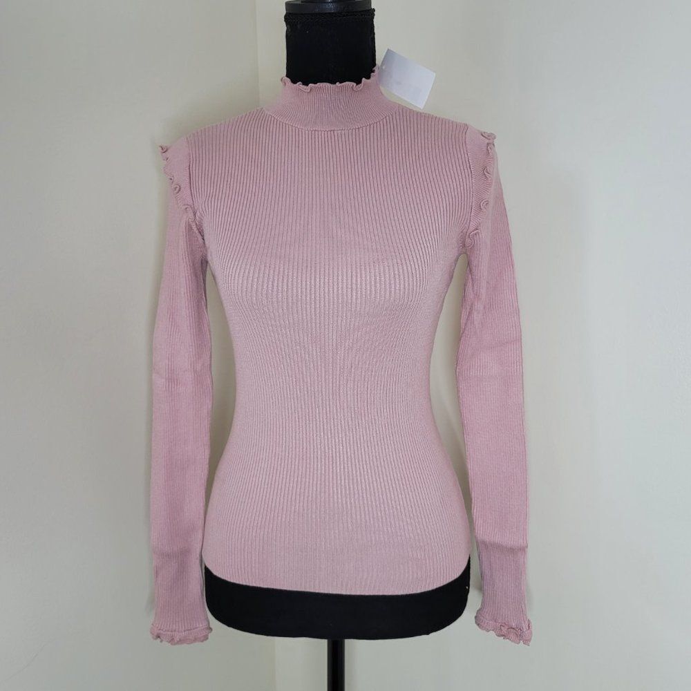 Hooked Up by IOT Juniors' Lettuce-Edge Ribbed-Knit Sweater